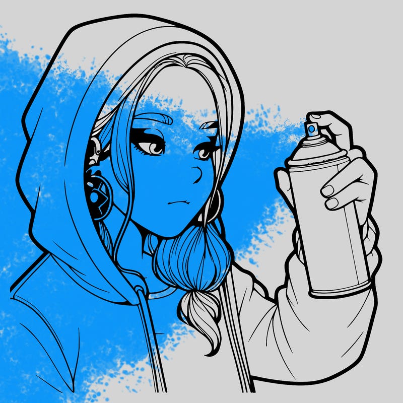 a realistic girl, spray painting