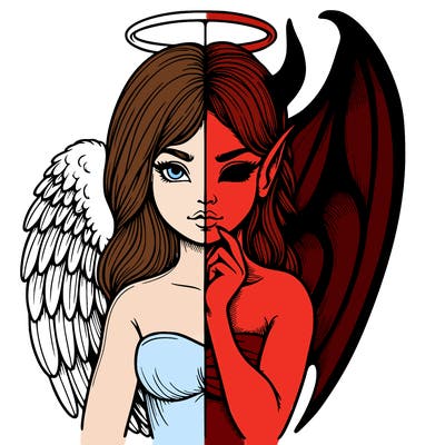 realistic angel half demon