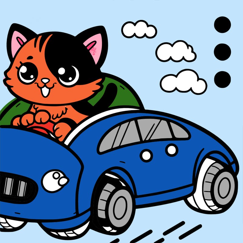 kitten in a car