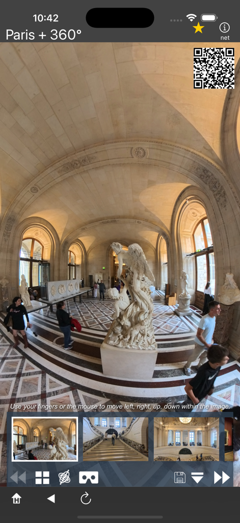A 360 degree virtual tour of the sculpture gallery inside the Louvre Museum in Paris