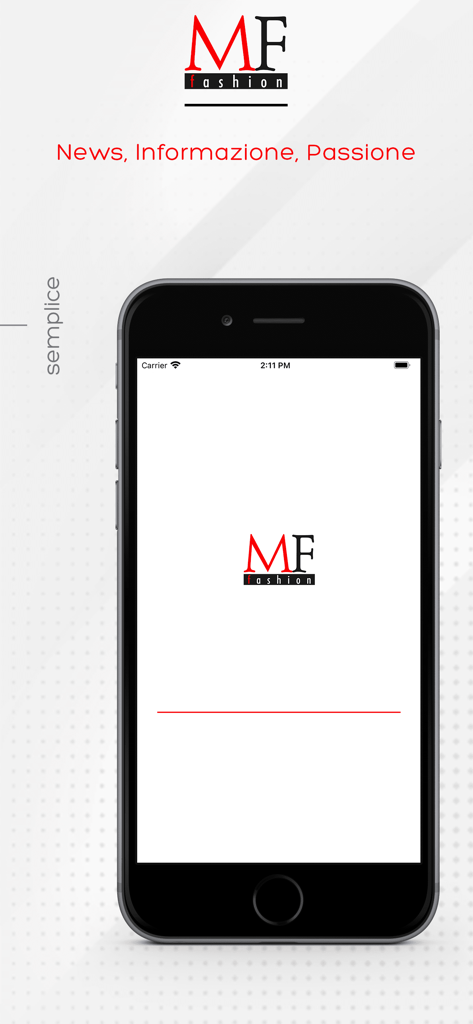 MF Fashion - MF Fashion app splash screen showing the logo and slogan on a smartphone