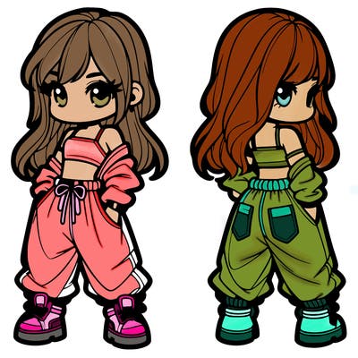 girl in crop top and baggy pants