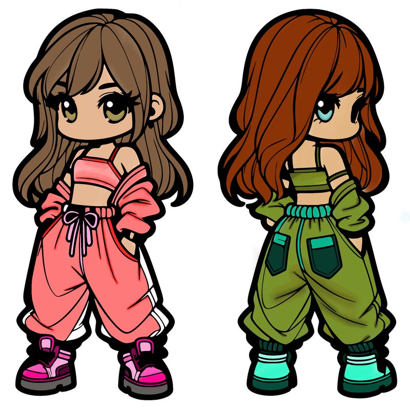 girl in crop top and baggy pants