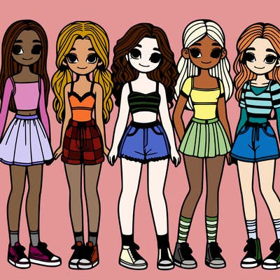a group of girls all with different body types