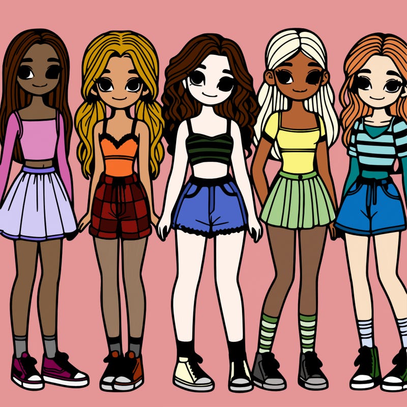 a group of girls all with different body types