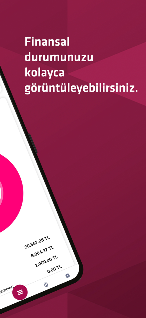 Alternatif Bank Mobile - Financial status display on Alternatif Bank Mobile app showing account balances in Turkish Lira