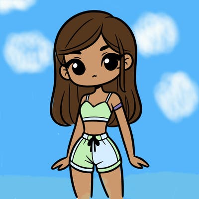 girl with crop top on and shorts