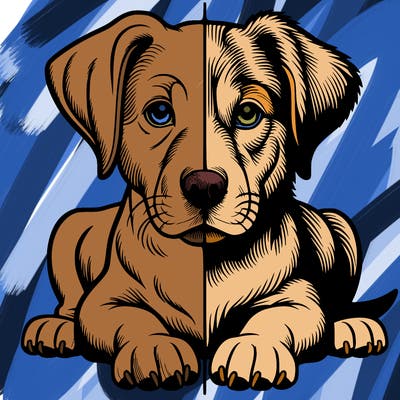 realistic dog split picture