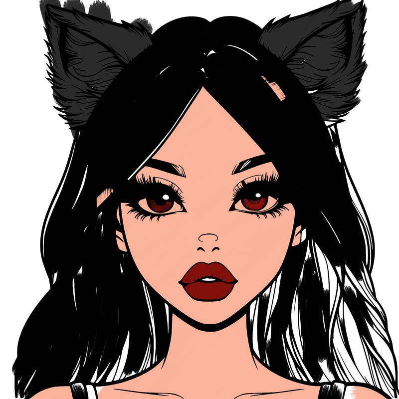 realistic girl with fox ears and realistic lips