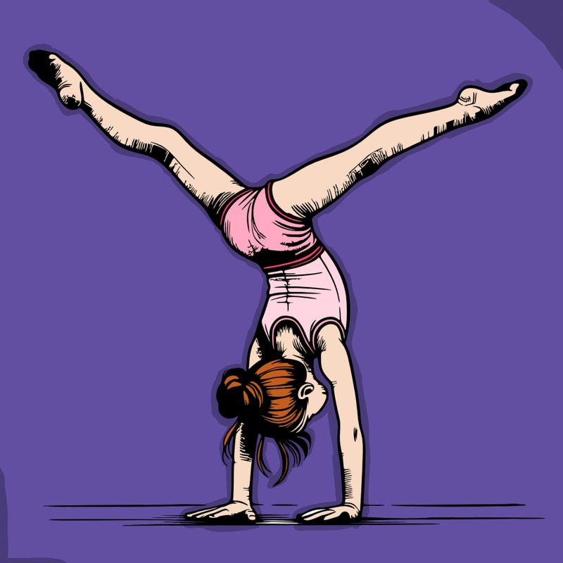 realistic gymnastic hand stand girl in four splits