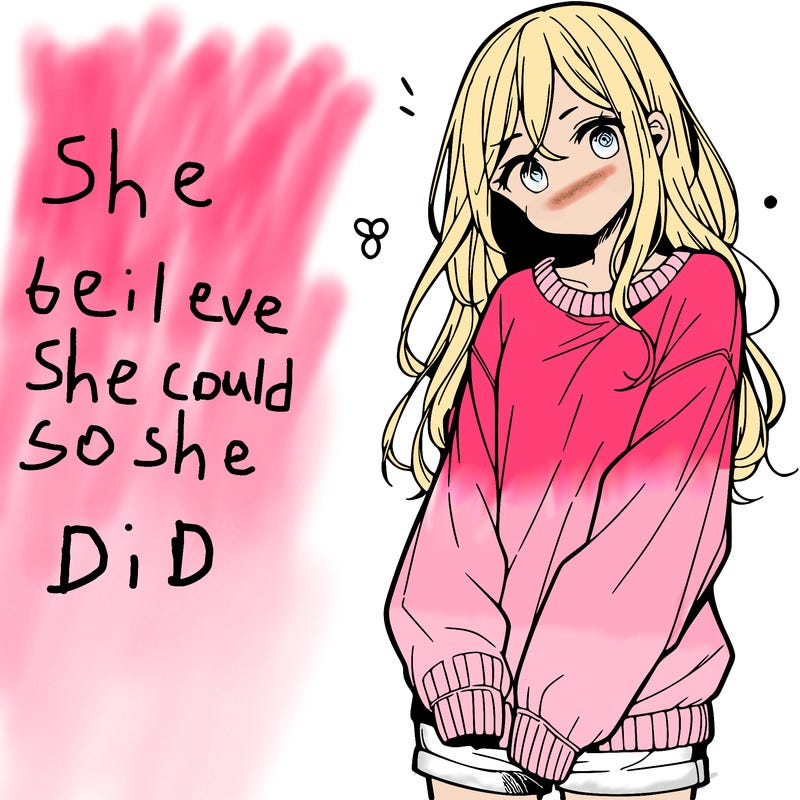 manga teen girl  in a sweater and baggy pants