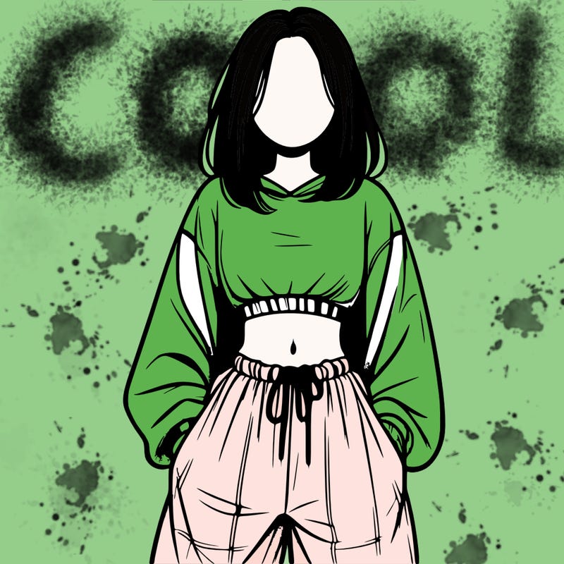 realistic girl faceless with baggy pants and a crop top