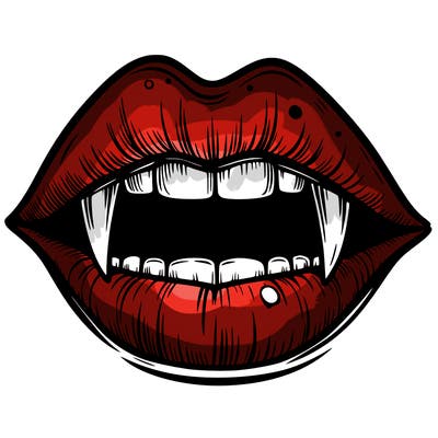 lips with vampire teeth
