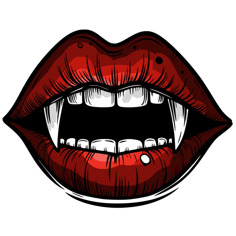 lips with vampire teeth