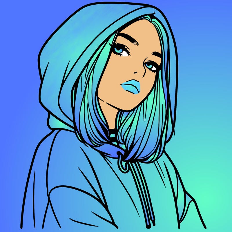 a realistic girl in a hoodie