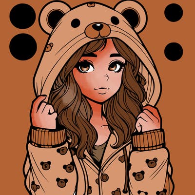 realistic girl in a animal pjs hoodie
