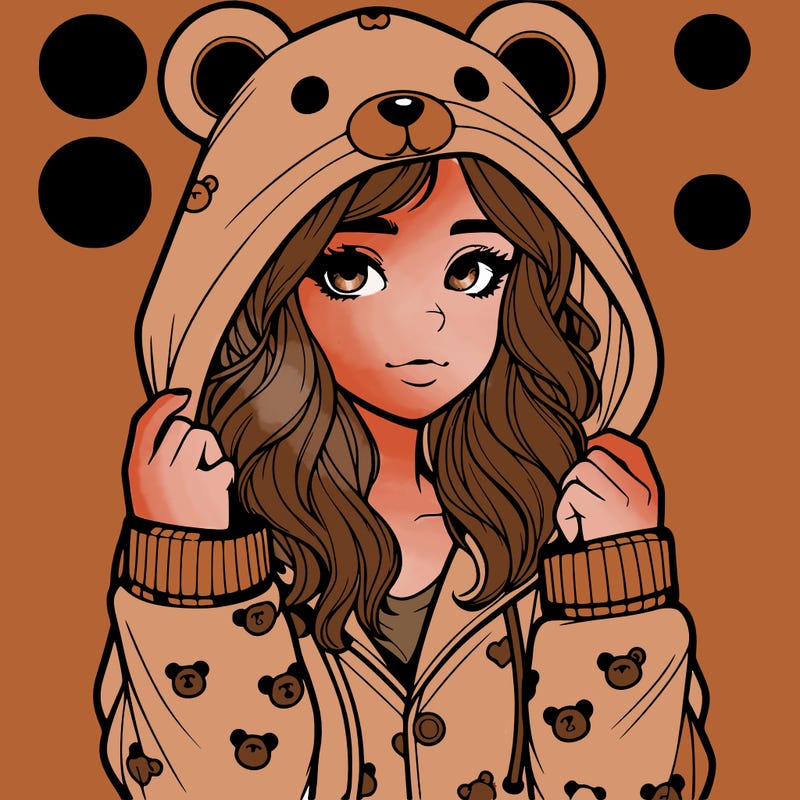 realistic girl in a animal pjs hoodie