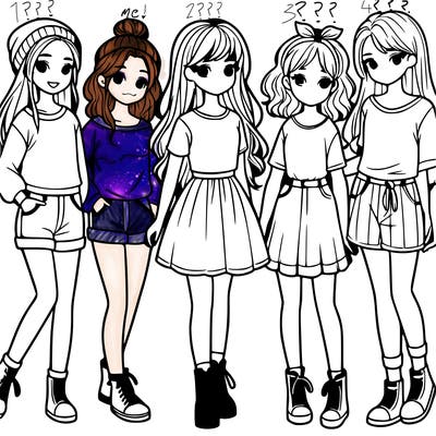 a group of five girls