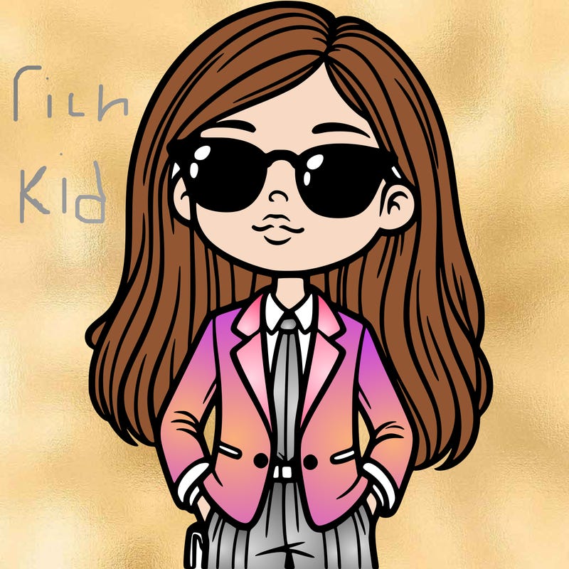 girl in a suit and shades with long hair
