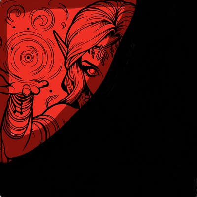 realistic scary beautiful elf sorceress casting spell