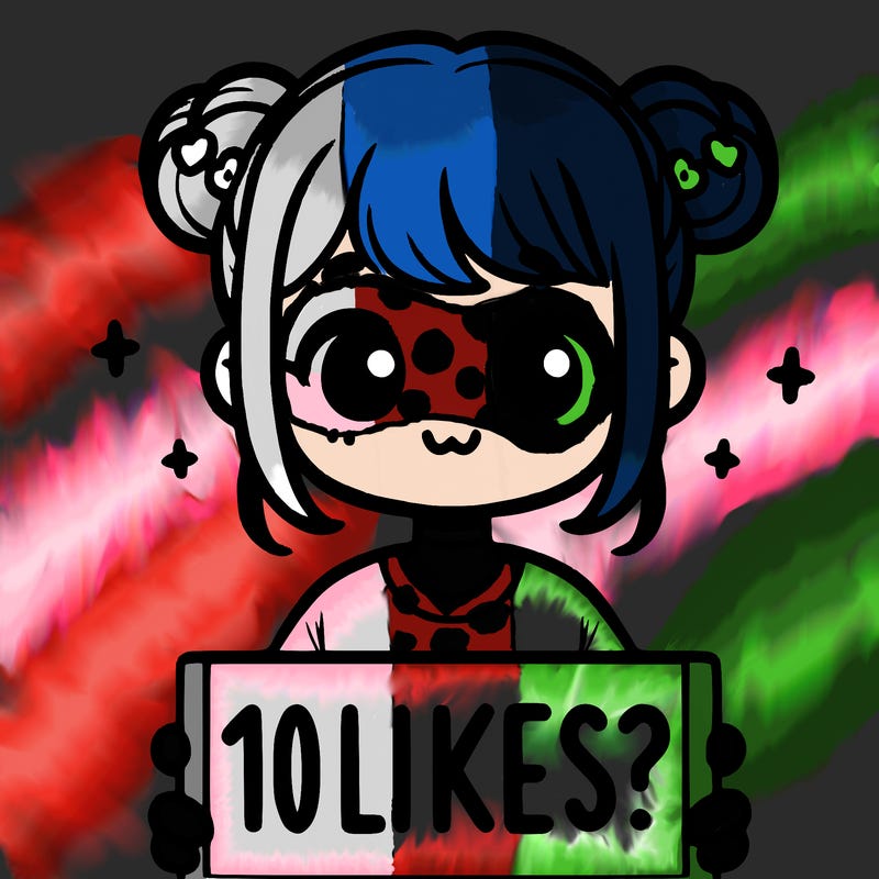 cute girl that is holding a sign that says 10 likes?