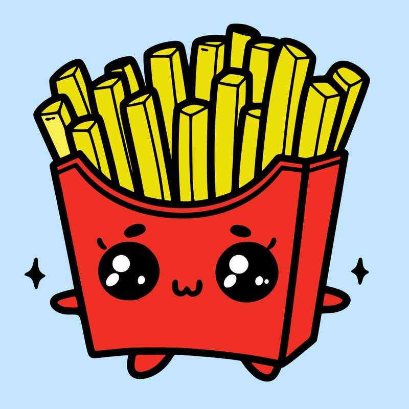 a cute. french fries