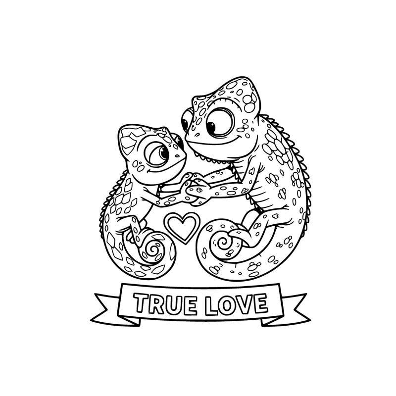 chameleon bruni from the film frozen 2 and chameleon pascal from the film tangled in love