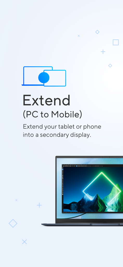 Fonctionnalité GlideX Screen Extend montrant comment utiliser une tablette ou un téléphone comme écran secondaire pour un PC