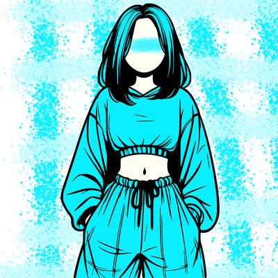 realistic girl faceless with baggy pants and a crop top