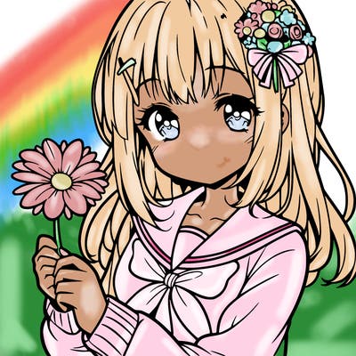 anime girl holding a flower