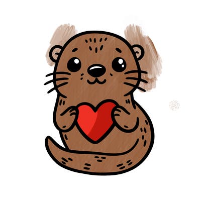 otter with a heart