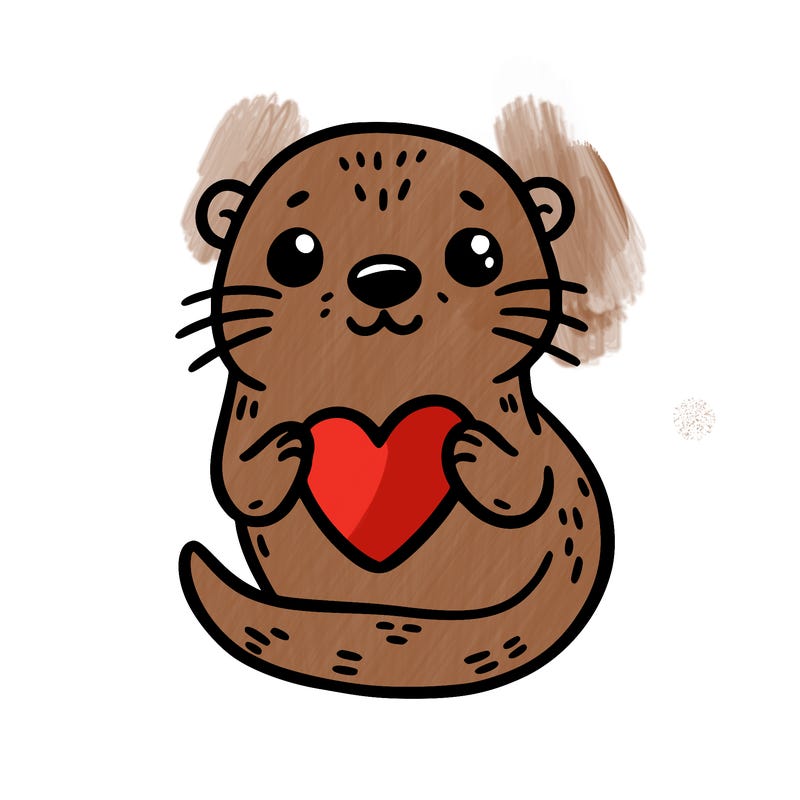 otter with a heart