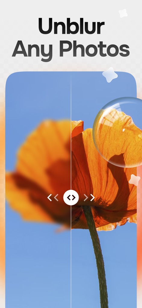 Before and after comparison of an unblurred orange flower using the Citrus AI photo enhancer app