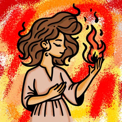 woman with fire