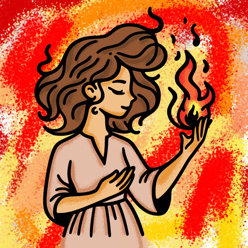 woman with fire