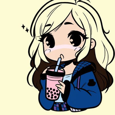 girl drinking boba
