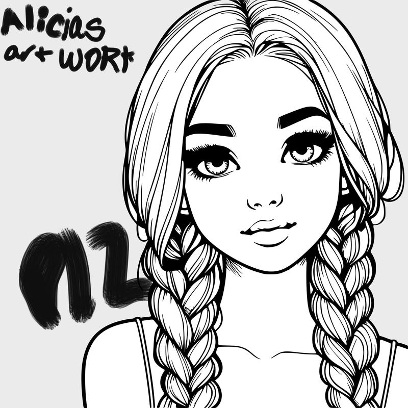 realistic girl with braids