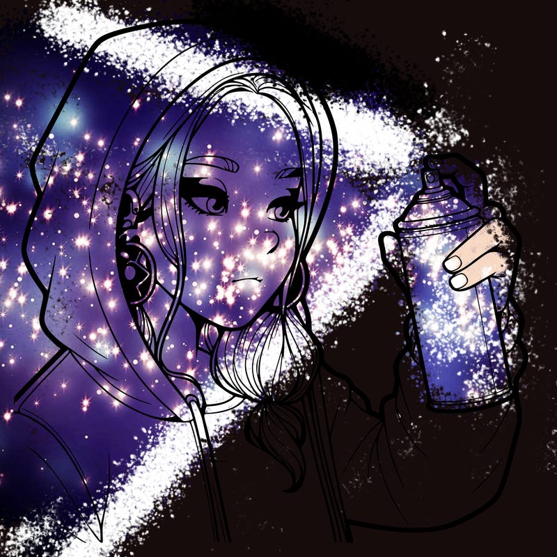 a realistic girl, spray painting