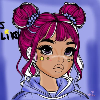 realistic girl with space buns