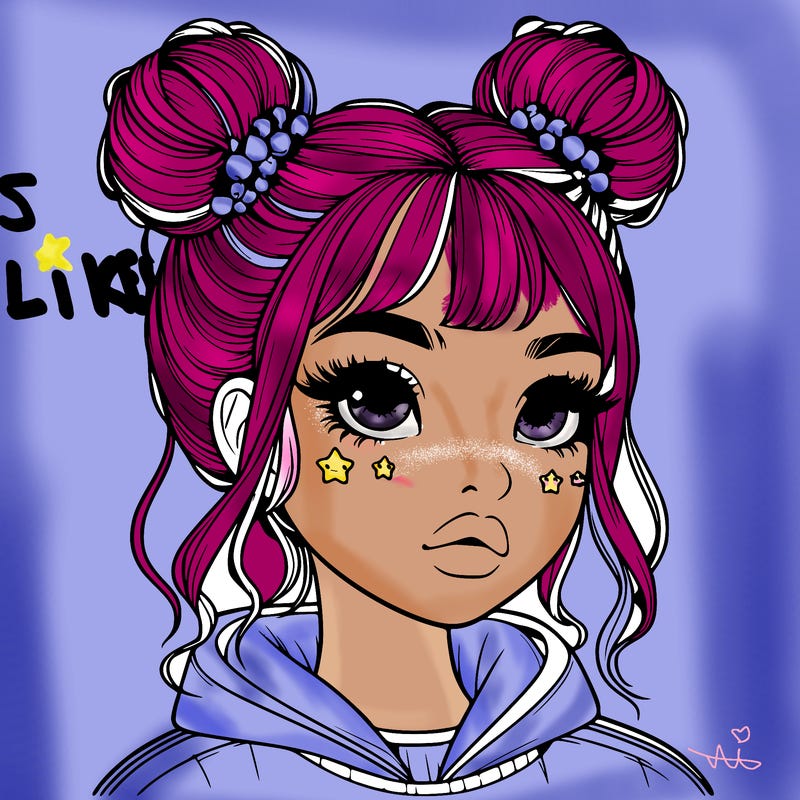 realistic girl with space buns