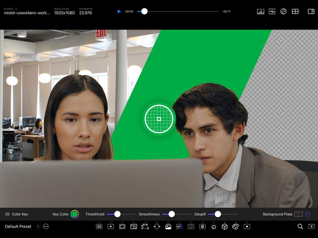 CineMon - CineMon app interface showcasing professional chroma key and color key tools for real-time video monitoring