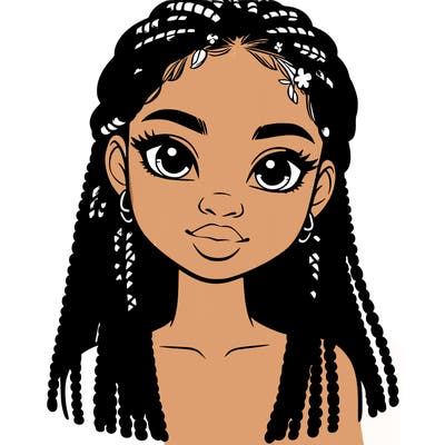 a realistic black girl with braids