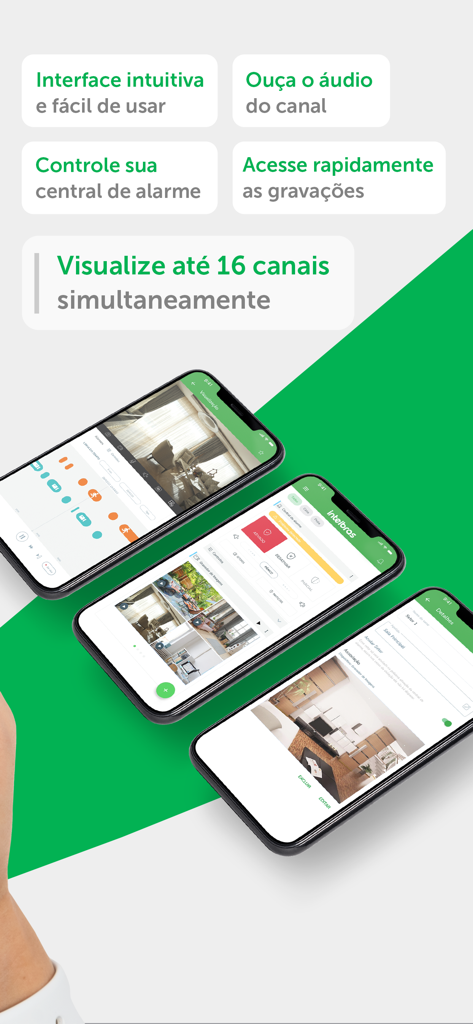 Intelbras Guardian - Intelbras Guardian 앱, 여러 스마트폰에 보안 카메라 피드 및 경보 제어 시스템 표시