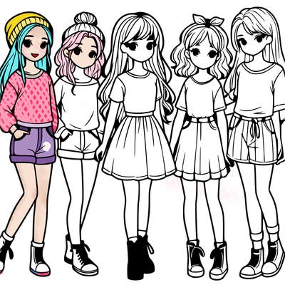 a group of five girls