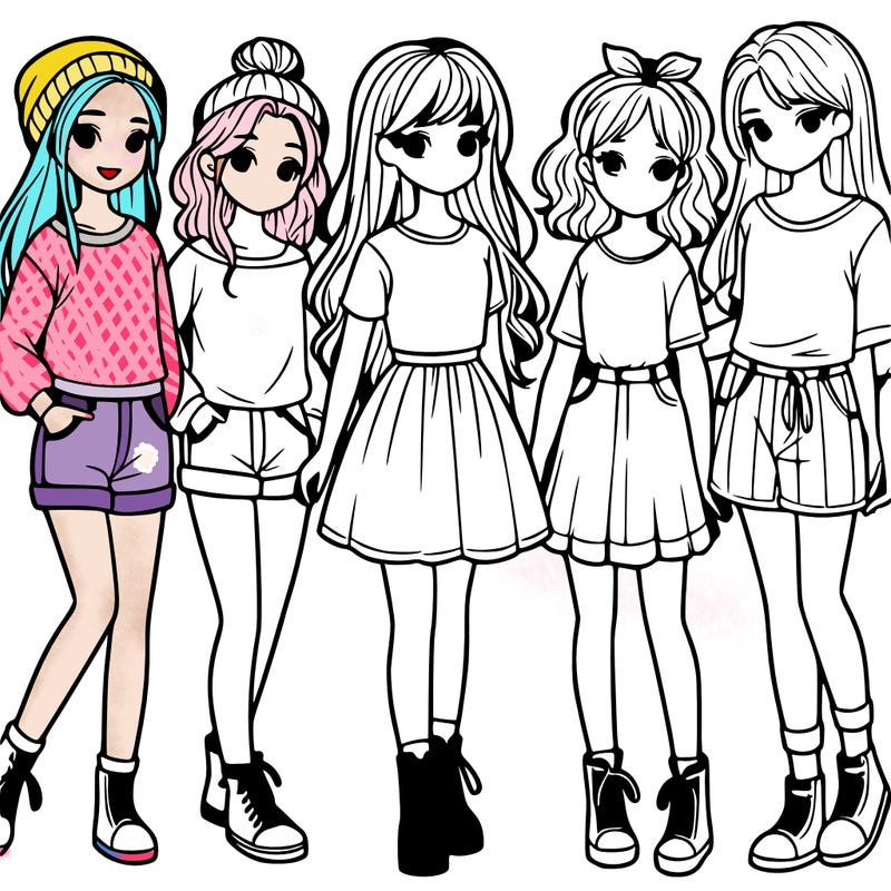 a group of five girls