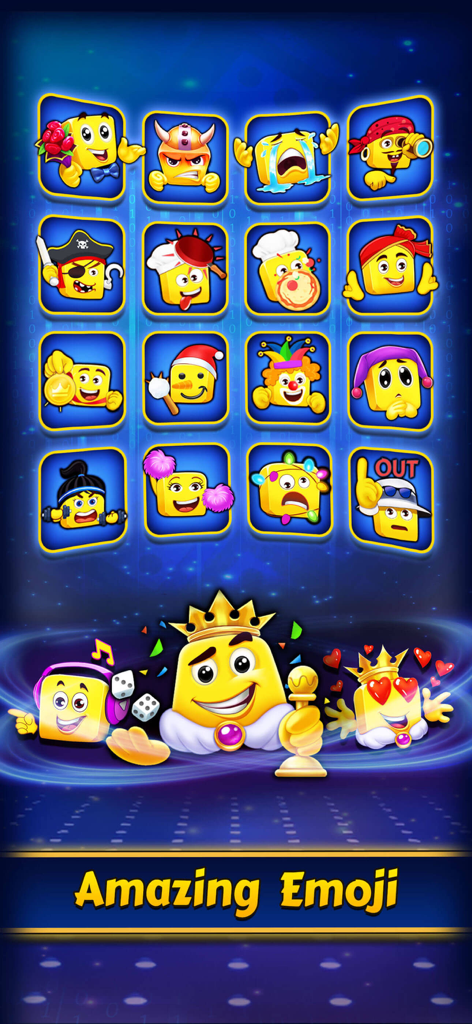 A variety of fun yellow square emojis and characters from Ludo King