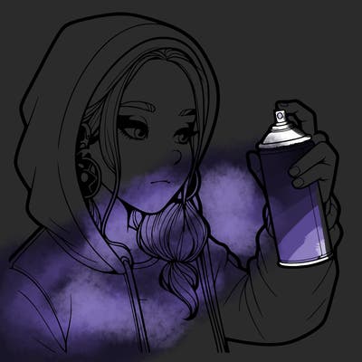 a realistic girl, spray painting