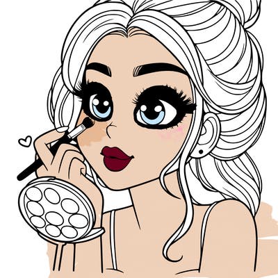 a girl doing her makeup realistic