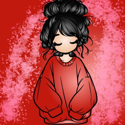 girl with baggy sweatshirt and messy bun