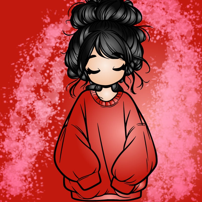 girl with baggy sweatshirt and messy bun